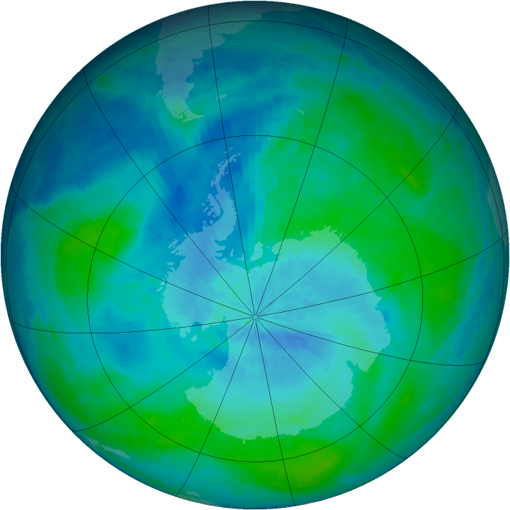 Antarctic ozone map for 25 February 2004